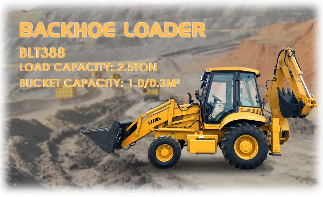 Ltmg Front End Loader Rops Cabin Excavator 4X4 Articulated Wheel Backhoe Loader with Joystick