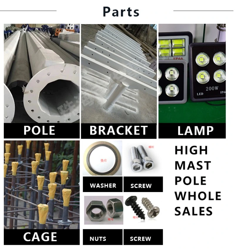 Customized Flood Lighting 40m High Mast Lighting Tower for Football Stadium and Airport Seaport