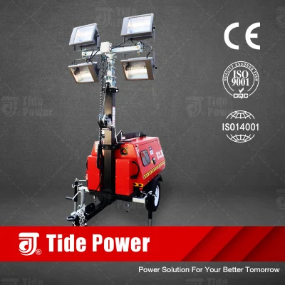 Torre faro da 4kw 4.5kw 5.5kw 6.5kw 7.7kw 8kw con 4 * 1000W LED Torre faro per rimorchio ad alogenuri metallici Prezzo Tipo manuale verticale